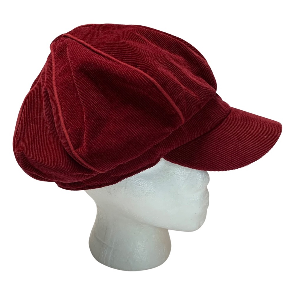 Red Corduroy Newsboy Cap - Unbranded
